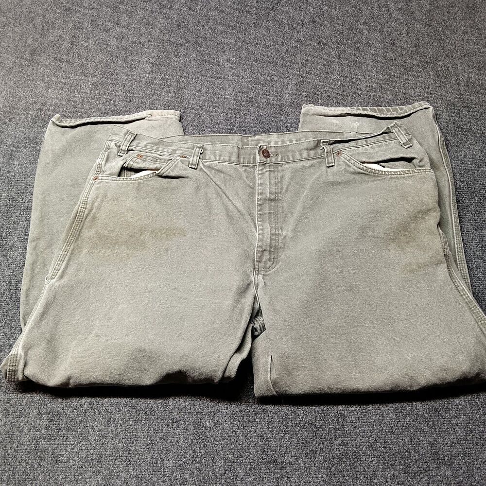 Dickies Carpenter Pants‎ Men 44x30 Green Duck Canvas Dungaree Relaxed Workwear